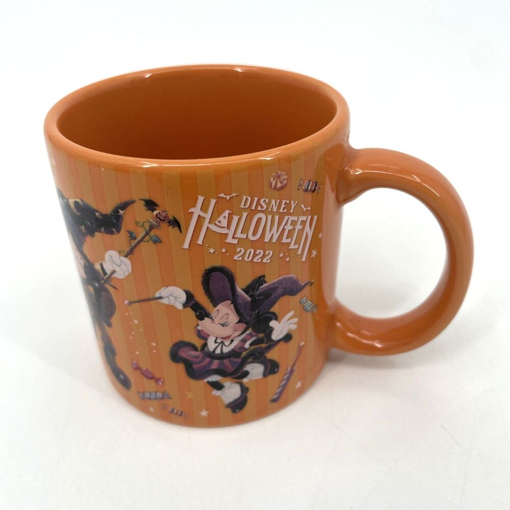 Tokyo Disneyland Resort Japan Halloween Souvenir Mug 2022 Orange Mickey Minnie